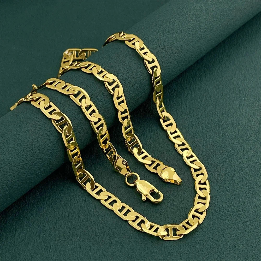 Andara Luxury 925 Sterling Silver Gold Plated 6mm Figaro Necklace, Unisex Engagement Accessories Jewelry 40-60cm