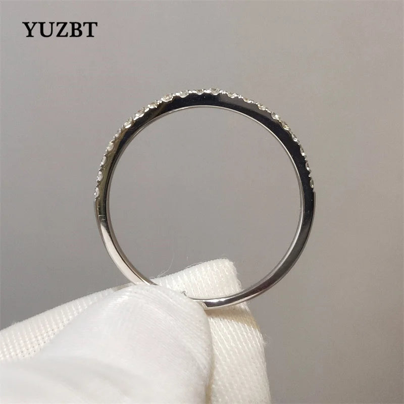 YUZBT 9K 10K White Gold Brilliant Cut 0.3 Carats Diamond Tester Past D Color Moissanite Engagement Ring Korean Style Jewelry