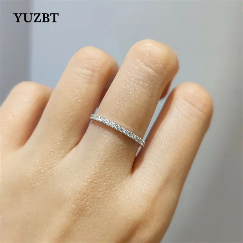 YUZBT 9K 10K White Gold Brilliant Cut 0.3 Carats Diamond Tester Past D Color Moissanite Engagement Ring Korean Style Jewelry