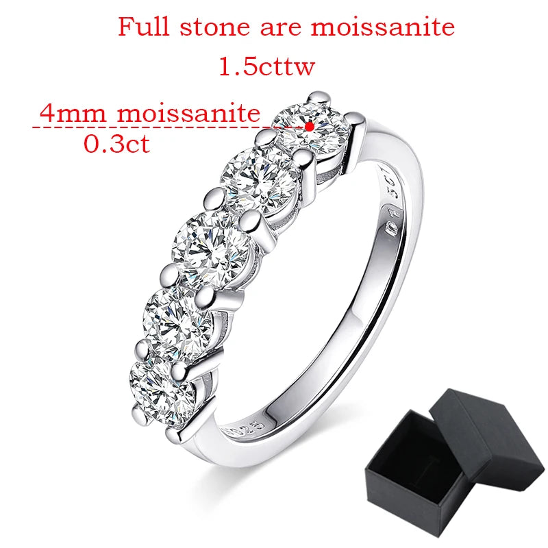 Smyoue White Gold D Color 4mm Moissanite Ring for Women 1.5CTTW Stone Match Diamond Wedding Band Bride S925 Sterling Silver
