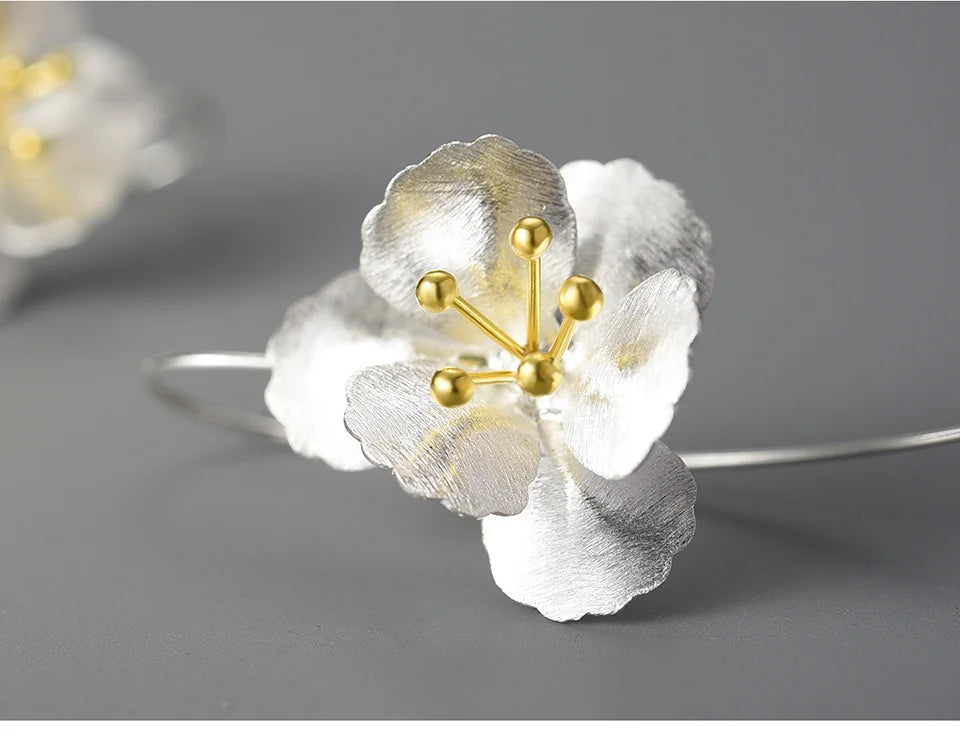 Lotus Fun Original Real 925 Sterling Silver Unusual Big Elegant Flower Dangle Earrings for Women  Statement Luxury Fine Jewelry