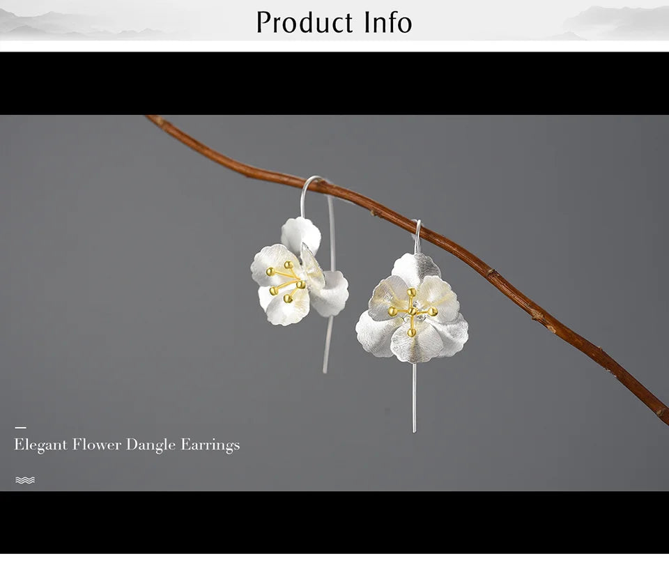 Lotus Fun Original Real 925 Sterling Silver Unusual Big Elegant Flower Dangle Earrings for Women  Statement Luxury Fine Jewelry
