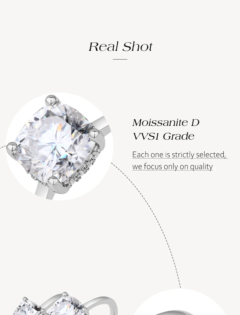 ATTAGEMS Cushion Cut 1.5ct 2.5ct Moissanite Ring DVVS1 925 Silver 18K Gold Plated For Women Engagement Wedding Band Fine Jewelry