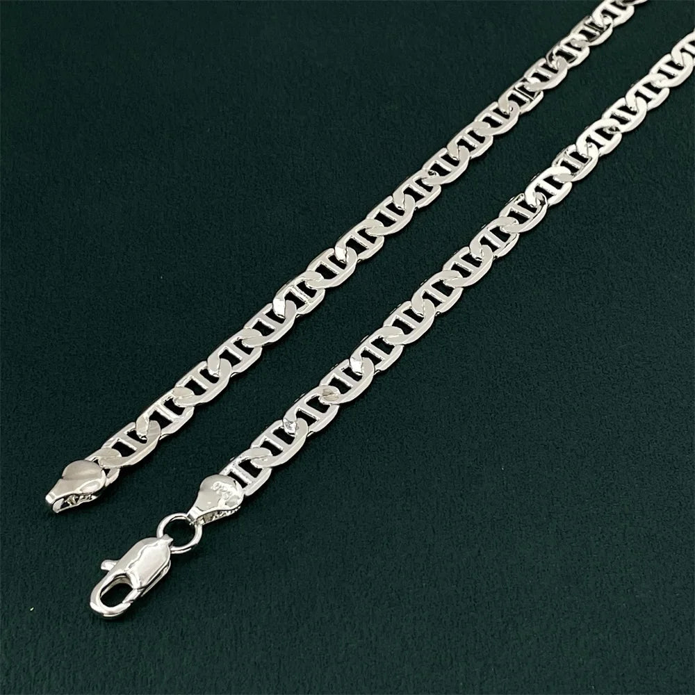 Andara Luxury 925 Sterling Silver Gold Plated 6mm Figaro Necklace, Unisex Engagement Accessories Jewelry 40-60cm