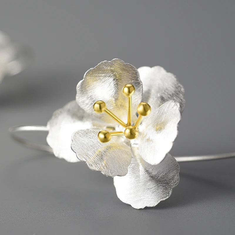Lotus Fun Original Real 925 Sterling Silver Unusual Big Elegant Flower Dangle Earrings for Women  Statement Luxury Fine Jewelry