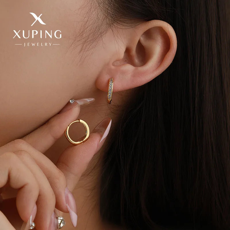 Luxury 24K 9999 Pure Gold New European and American Style Simple Ear Buckle Light Luxury All-match High-end Ear Ring Women