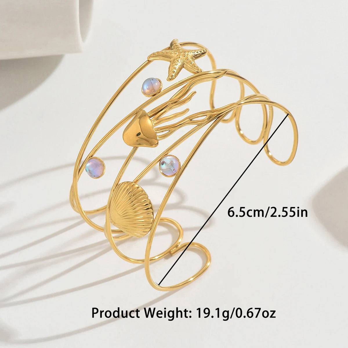 XJH044H A Fashionable Bracelet For Women, Decorated With Starfish, Seashells, Jellyfish And Ocean Style, Suitable For Daily Wear