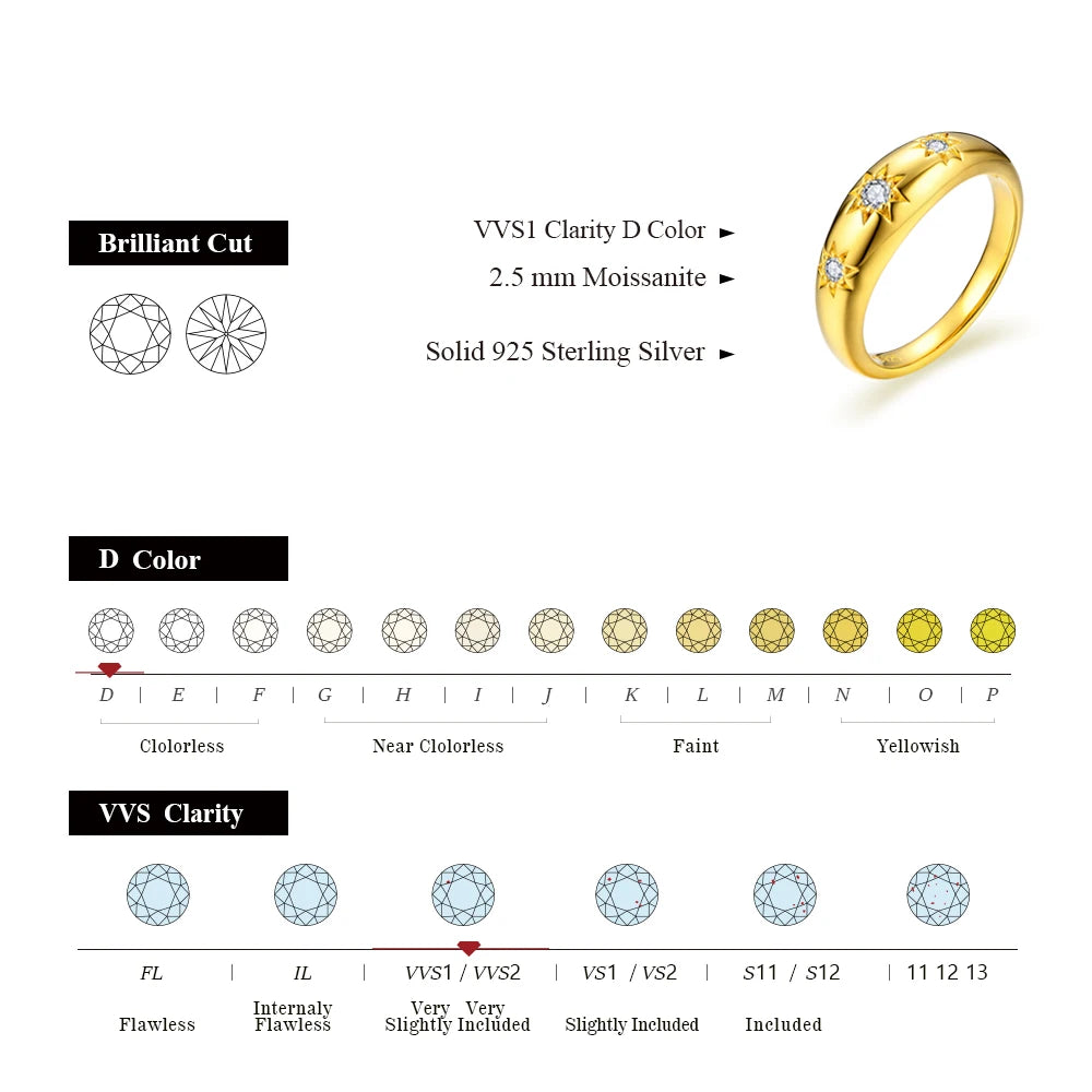 ATTAGEMS Luxury Round Cut 2.5mm Moissanite Ring for Women Man 925 Sliver Sparkling Fine Jewelr Engagement Wedding Party Gift New