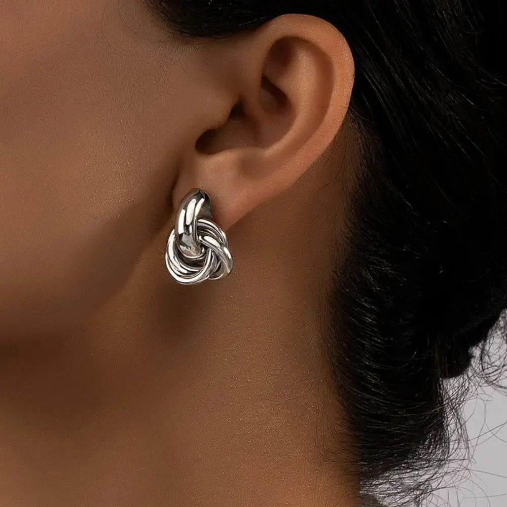 Gold Color Knot Hoop Earring