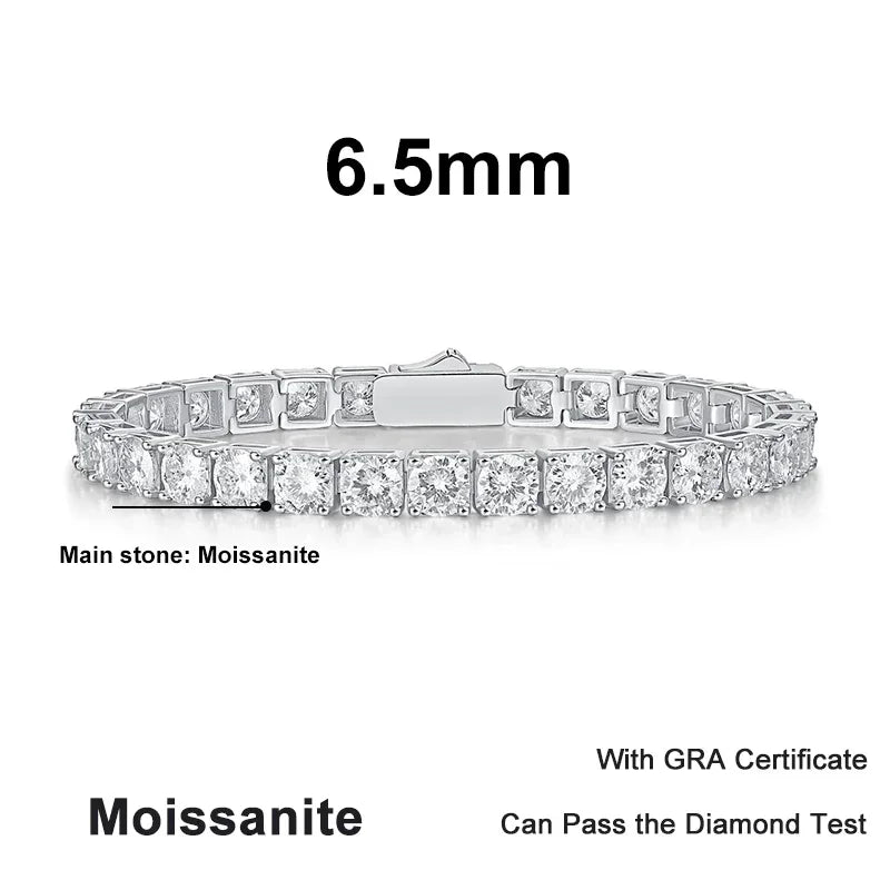 NeeTim 3mm 4mm 5mm 6.5mm Moissanite Tennis Bracelet Original s925 Sterling Silver Lab Diamond Bracelets for Women Men Chains