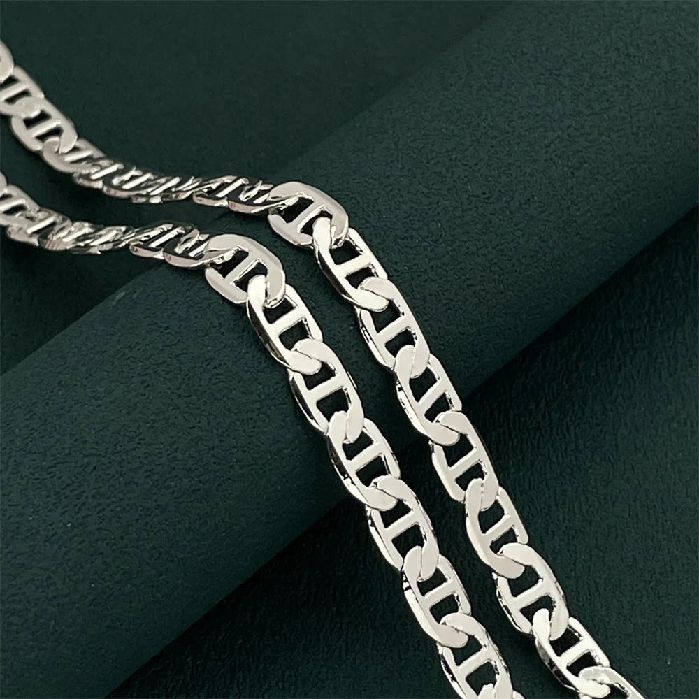 Andara Luxury 925 Sterling Silver Gold Plated 6mm Figaro Necklace, Unisex Engagement Accessories Jewelry 40-60cm