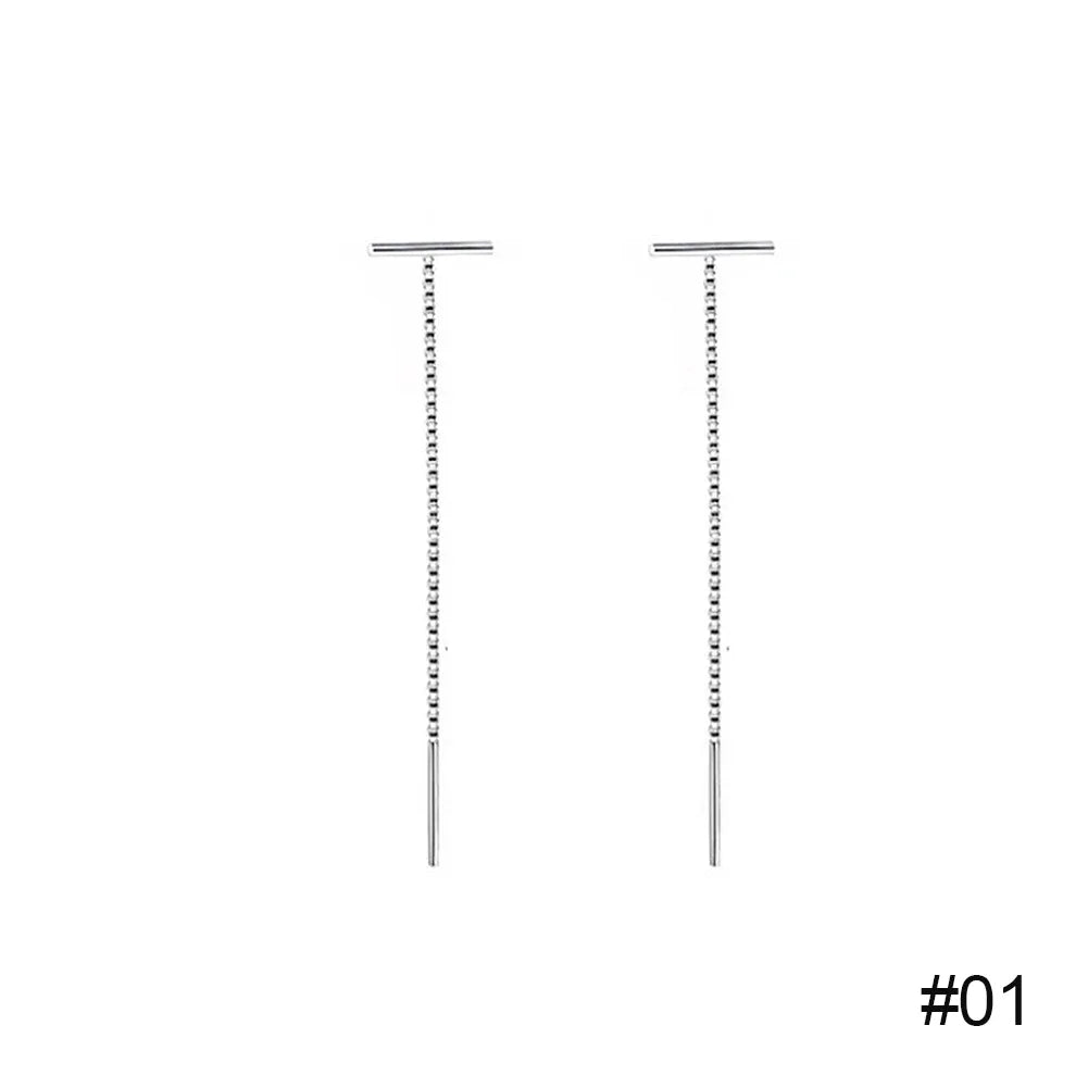 Fashion Minimalist Long Earring Silver Color Simple Tassel Chain Statement Earrings Women Korea Joker Ear Line Jewelry Gift