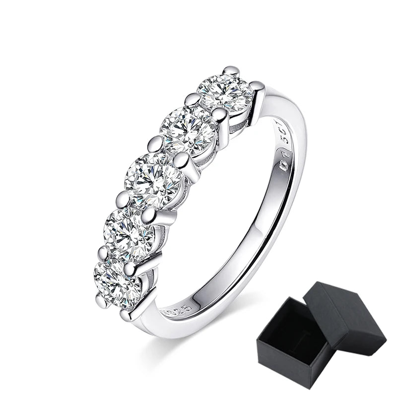 Smyoue White Gold D Color 4mm Moissanite Ring for Women 1.5CTTW Stone Match Diamond Wedding Band Bride S925 Sterling Silver