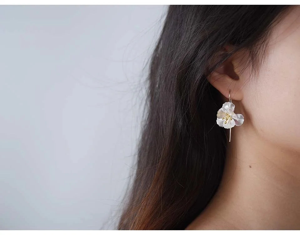 Lotus Fun Original Real 925 Sterling Silver Unusual Big Elegant Flower Dangle Earrings for Women  Statement Luxury Fine Jewelry