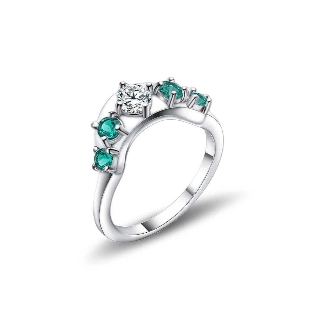 Round Brilliant Cut Colored Gemstone Ring For Momen Wedding RingCouple Rings Suitable For Banquet Party Festival Proposal