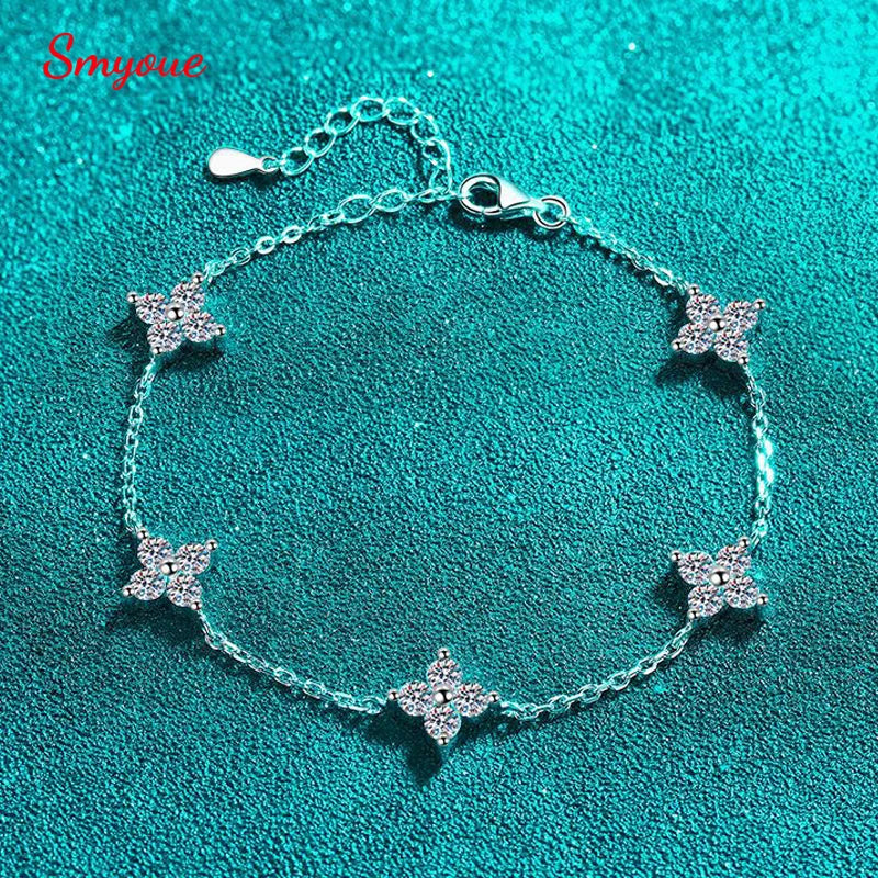 Smyoue 3mm 2cttw GRA Certified Moissanite Bracelets for Women Sparkling Luxury Chain Sterling Silver 925 Jewelry Birthday Gift