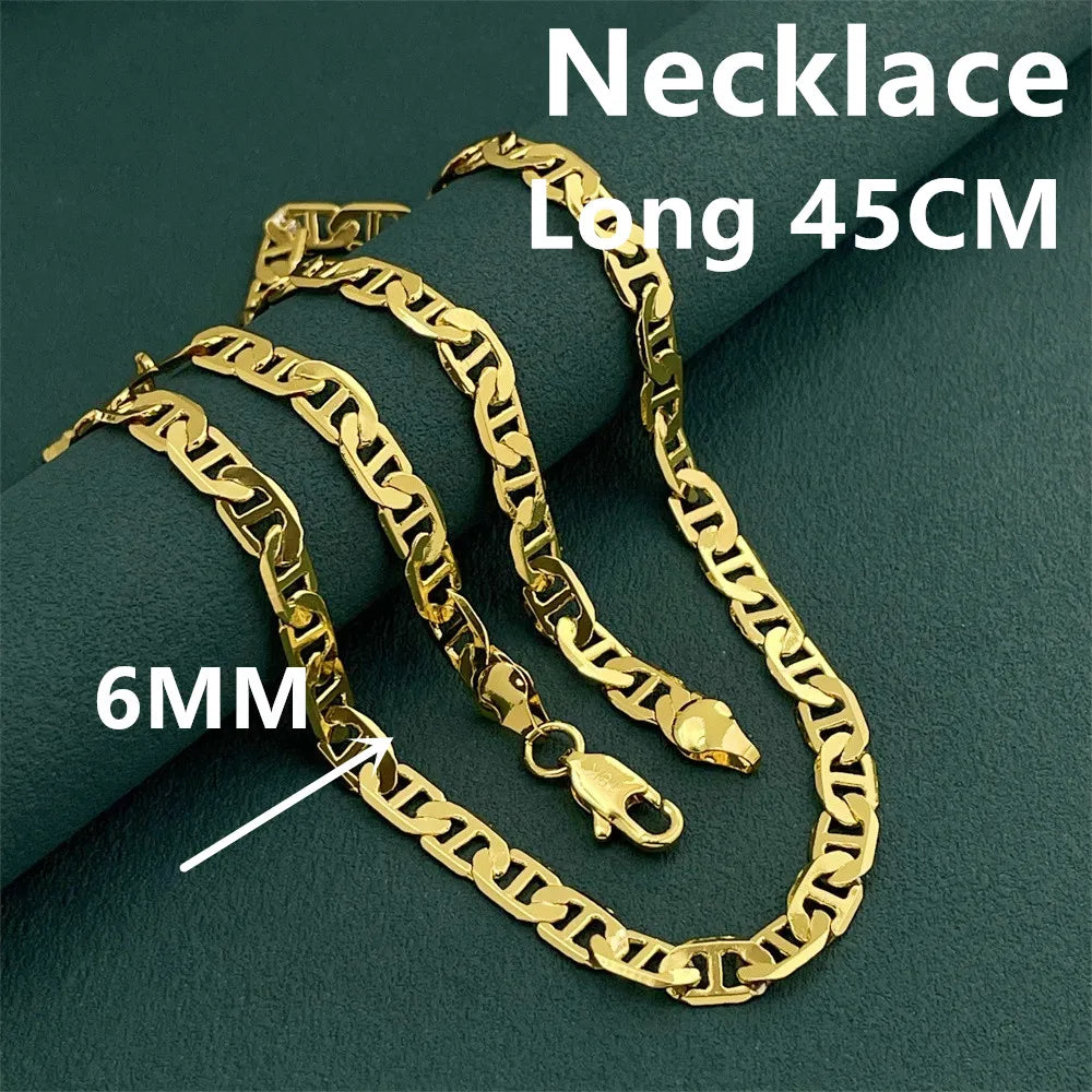 Andara Luxury 925 Sterling Silver Gold Plated 6mm Figaro Necklace, Unisex Engagement Accessories Jewelry 40-60cm