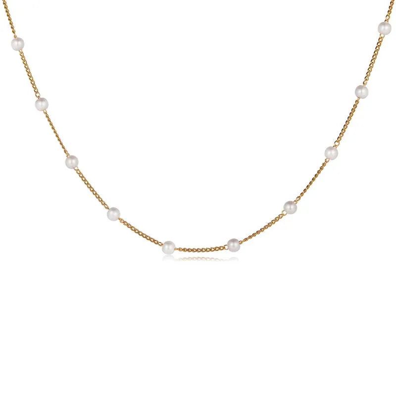 Elegant Pearl Choker Necklace - Gold Goth Jewelry