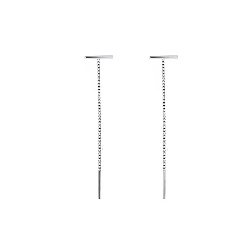 Fashion Minimalist Long Earring Silver Color Simple Tassel Chain Statement Earrings Women Korea Joker Ear Line Jewelry Gift