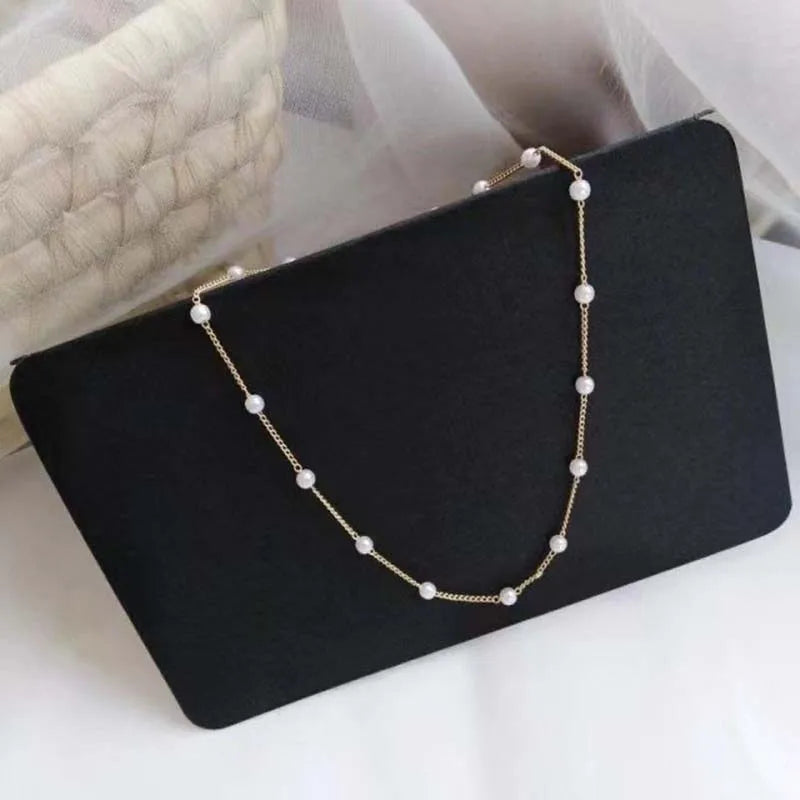 Elegant Pearl Choker Necklace - Gold Goth Jewelry