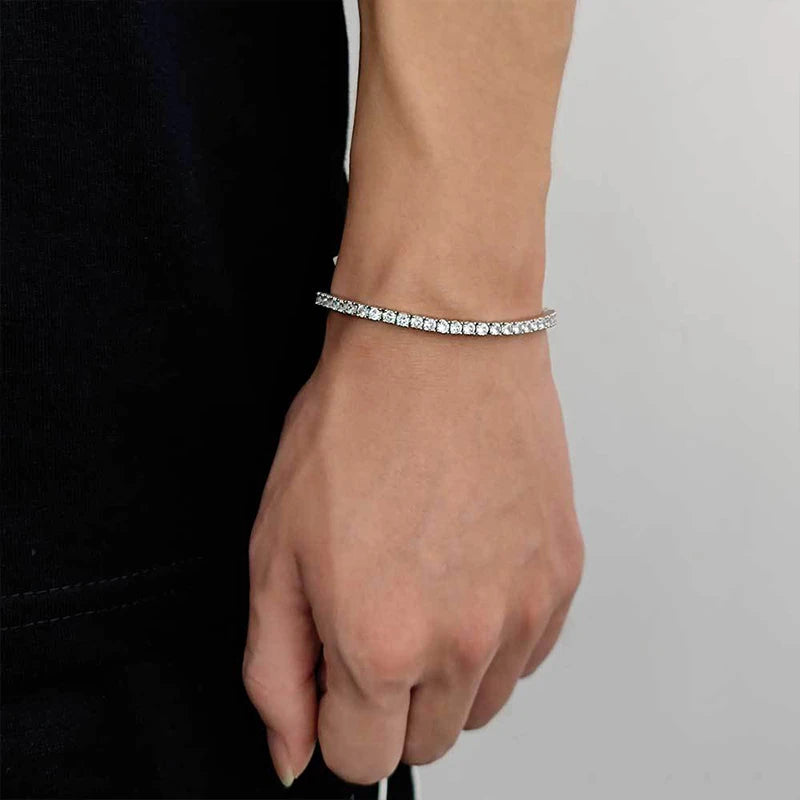 NeeTim 3mm 4mm 5mm 6.5mm Moissanite Tennis Bracelet Original s925 Sterling Silver Lab Diamond Bracelets for Women Men Chains