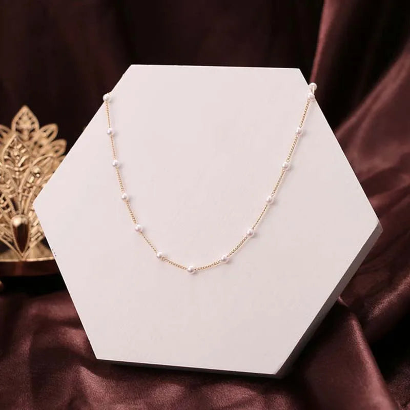 Elegant Pearl Choker Necklace - Gold Goth Jewelry