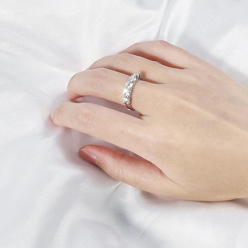 Smyoue White Gold D Color 4mm Moissanite Ring for Women 1.5CTTW Stone Match Diamond Wedding Band Bride S925 Sterling Silver
