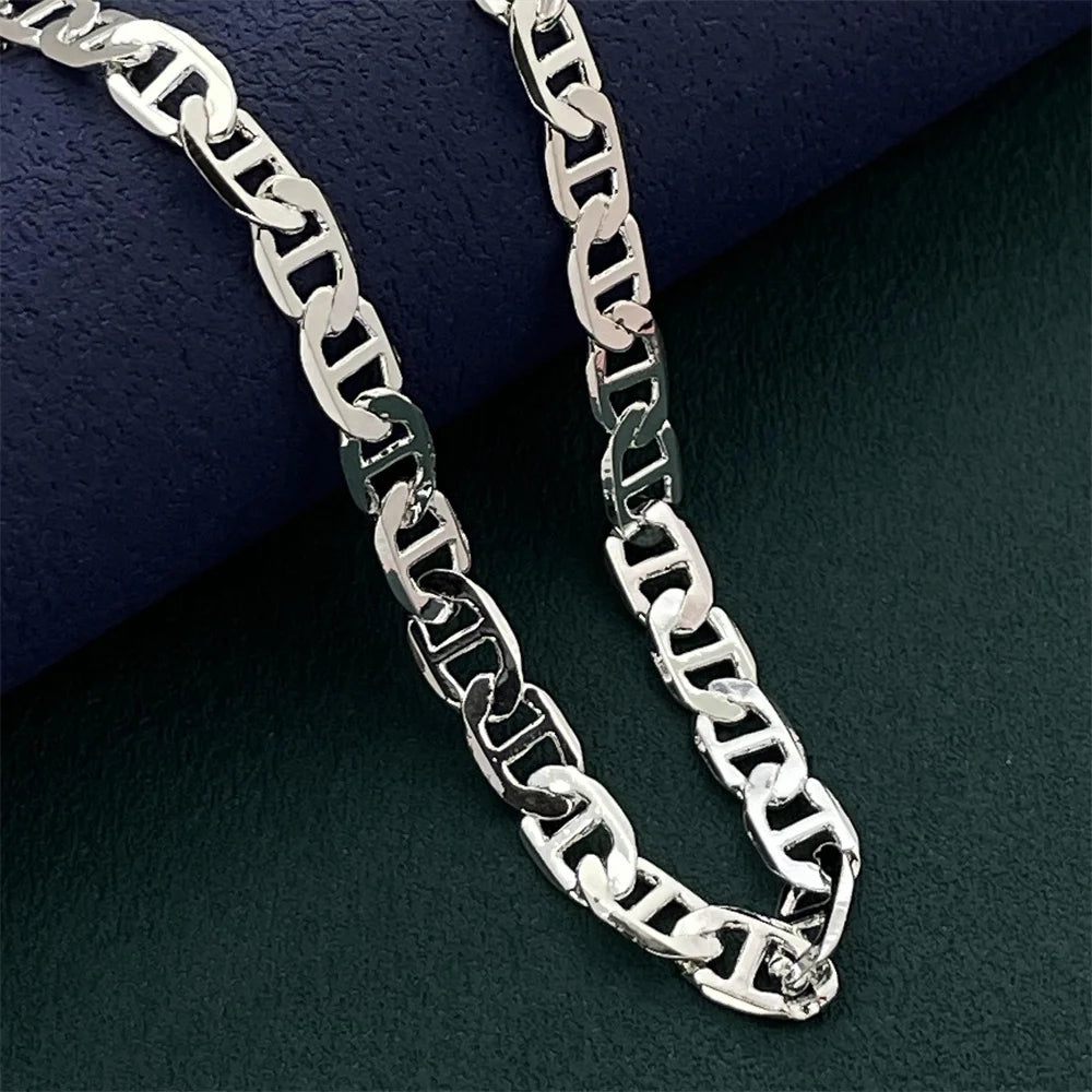 Andara Luxury 925 Sterling Silver Gold Plated 6mm Figaro Necklace, Unisex Engagement Accessories Jewelry 40-60cm