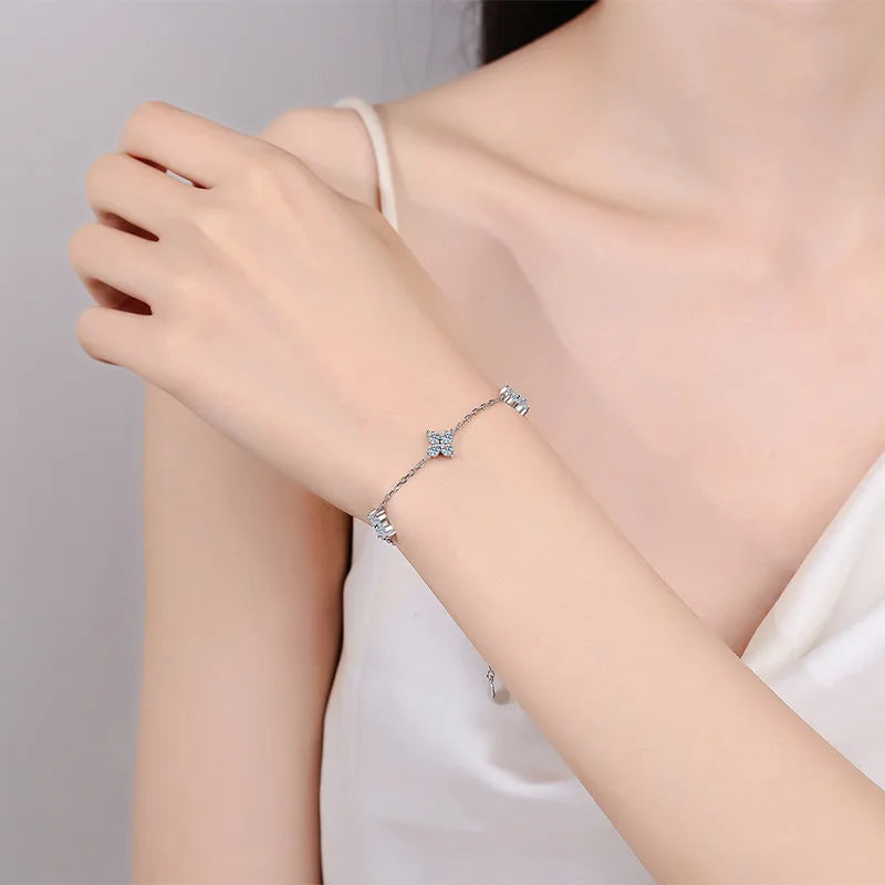 Smyoue 3mm 2cttw GRA Certified Moissanite Bracelets for Women Sparkling Luxury Chain Sterling Silver 925 Jewelry Birthday Gift