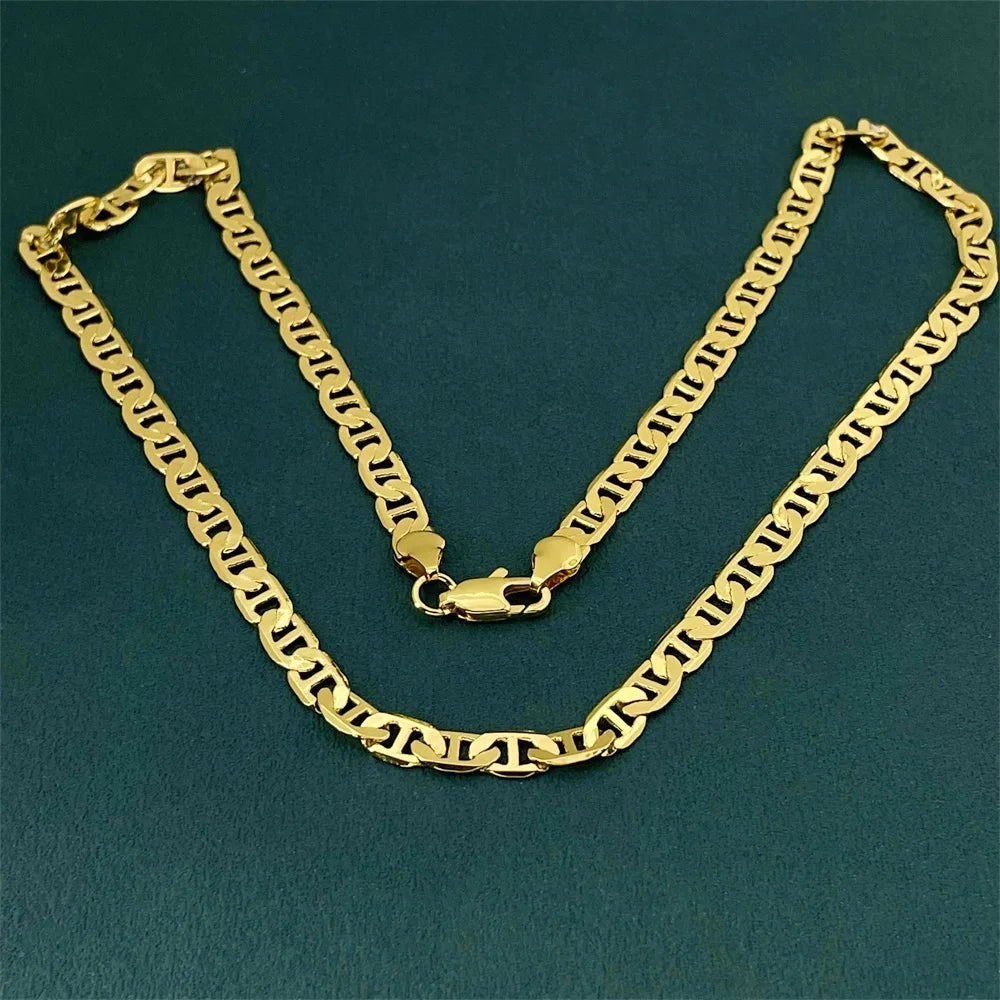 Andara Luxury 925 Sterling Silver Gold Plated 6mm Figaro Necklace, Unisex Engagement Accessories Jewelry 40-60cm