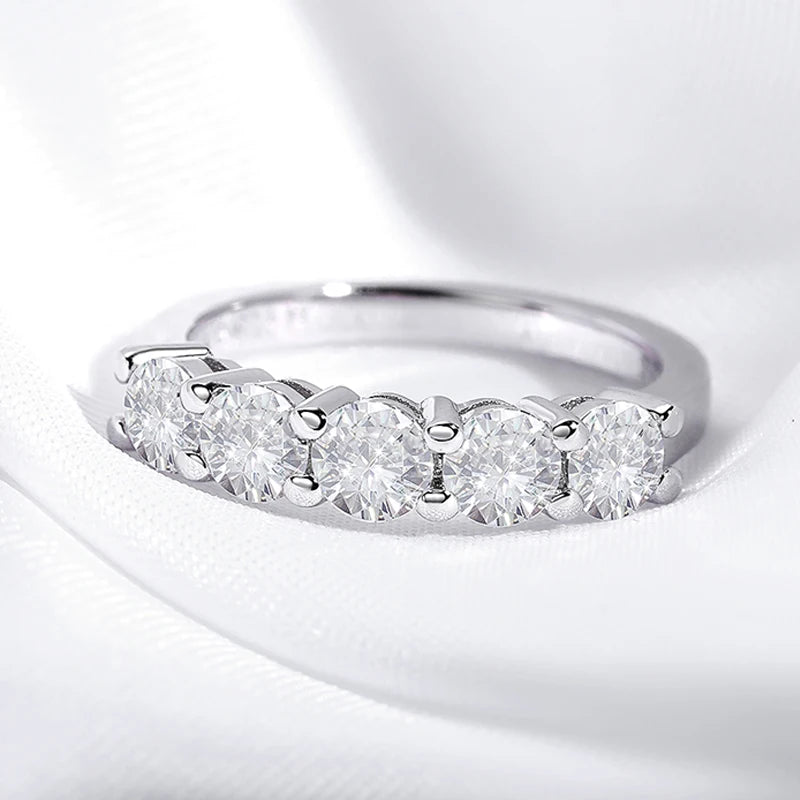 Smyoue White Gold D Color 4mm Moissanite Ring for Women 1.5CTTW Stone Match Diamond Wedding Band Bride S925 Sterling Silver