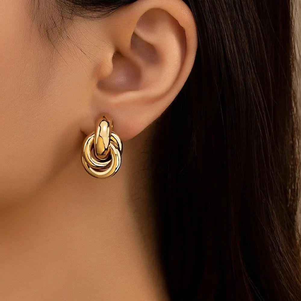 Gold Color Knot Hoop Earring