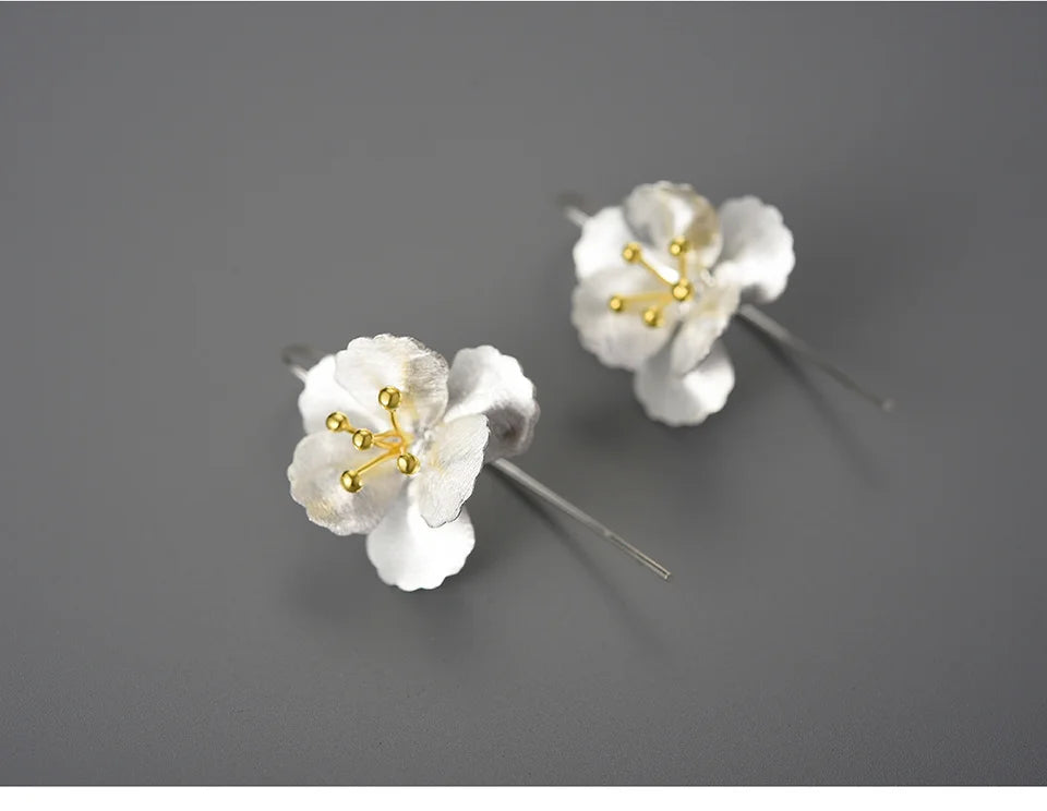 Lotus Fun Original Real 925 Sterling Silver Unusual Big Elegant Flower Dangle Earrings for Women  Statement Luxury Fine Jewelry