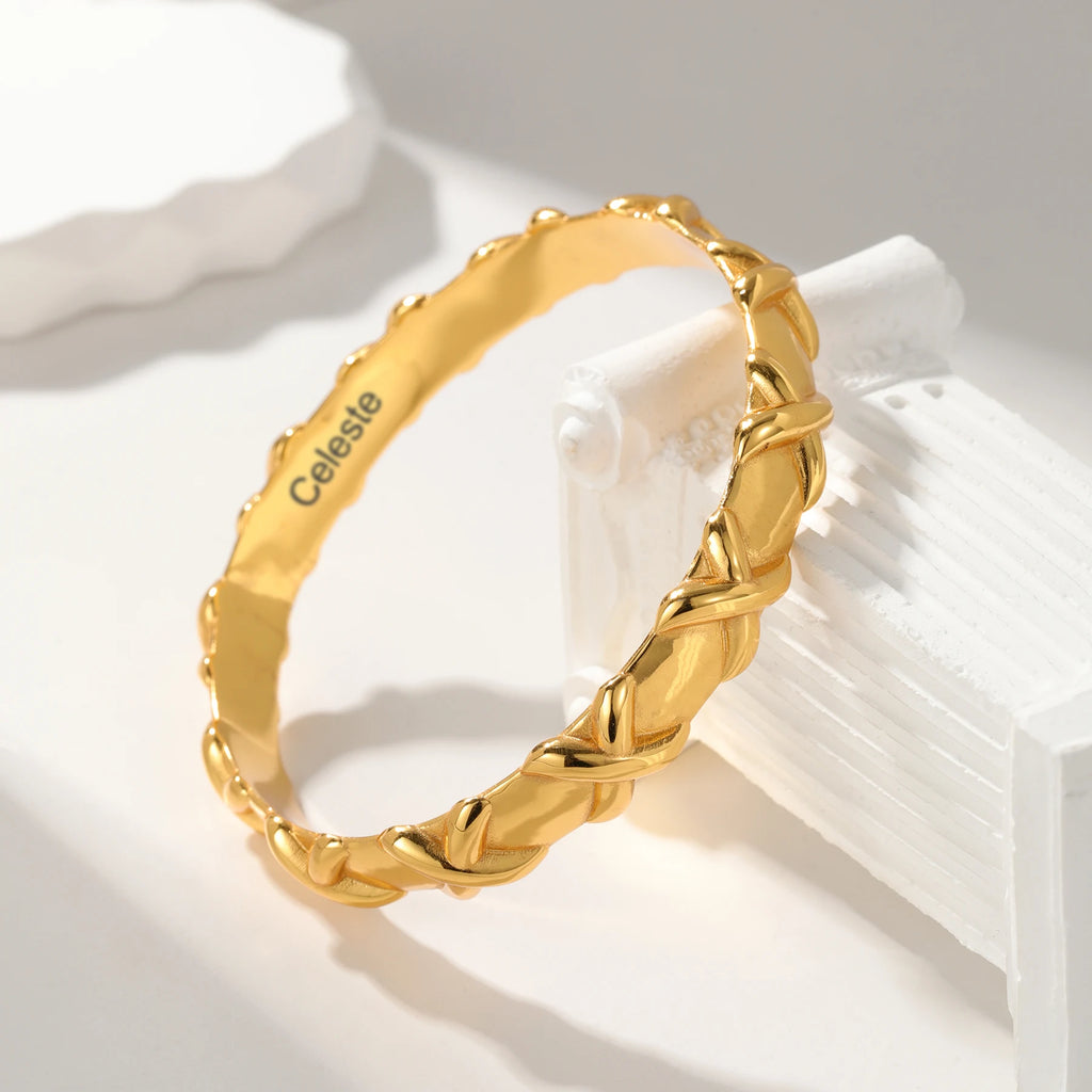 Leave Your Mark ‘X’ Bracelet Confidence Bracelet 3D Luxury Jewelry Gift for Women Muslim Jewelry-Carve Your Name Inside