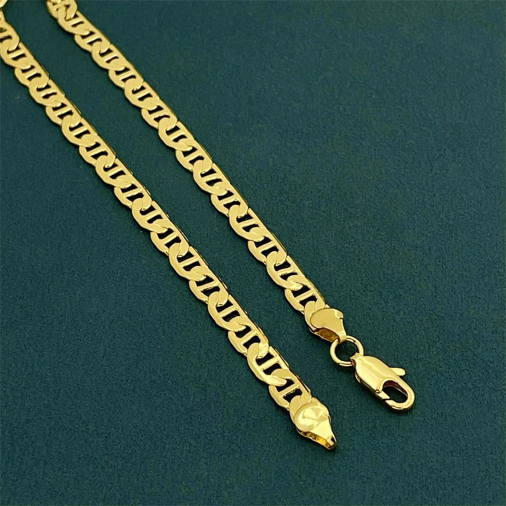 Andara Luxury 925 Sterling Silver Gold Plated 6mm Figaro Necklace, Unisex Engagement Accessories Jewelry 40-60cm