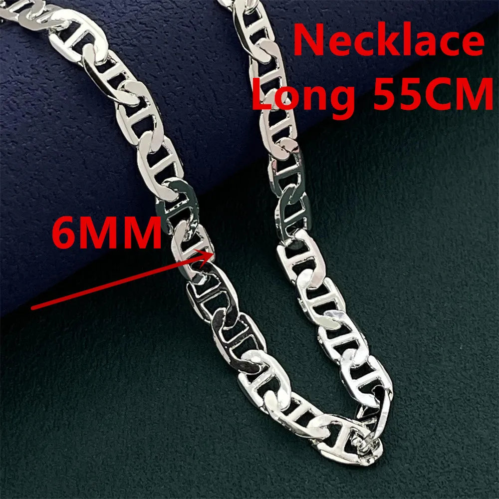 Andara Luxury 925 Sterling Silver Gold Plated 6mm Figaro Necklace, Unisex Engagement Accessories Jewelry 40-60cm