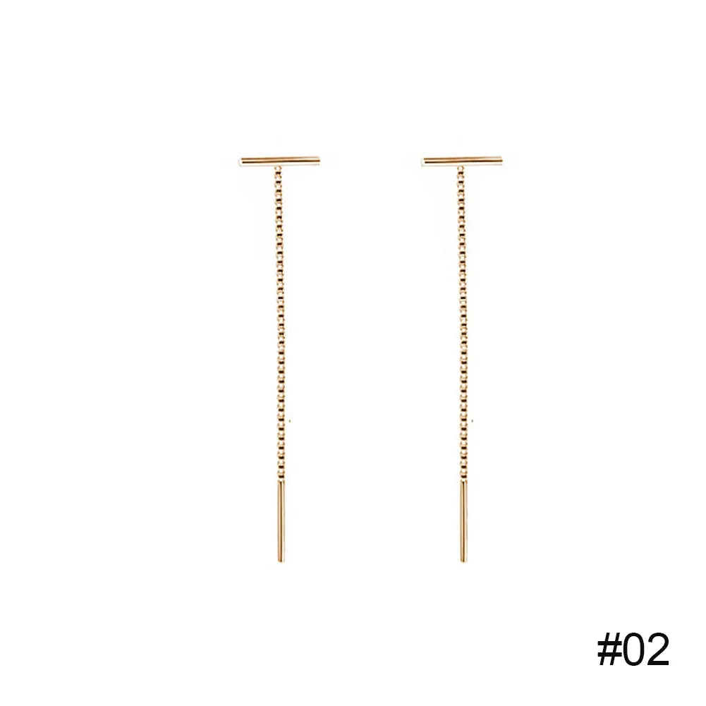 Fashion Minimalist Long Earring Silver Color Simple Tassel Chain Statement Earrings Women Korea Joker Ear Line Jewelry Gift