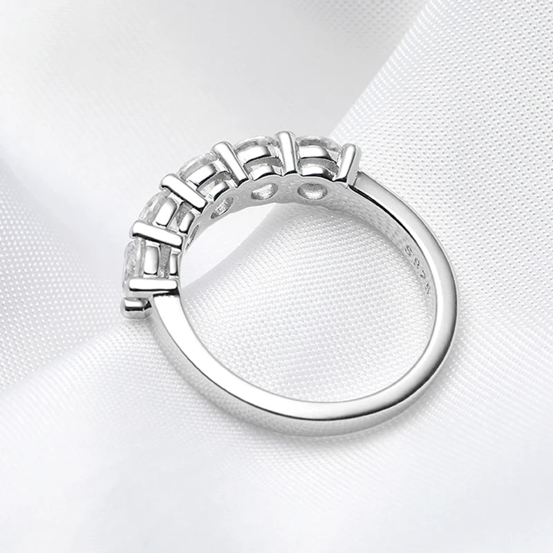 Smyoue White Gold D Color 4mm Moissanite Ring for Women 1.5CTTW Stone Match Diamond Wedding Band Bride S925 Sterling Silver