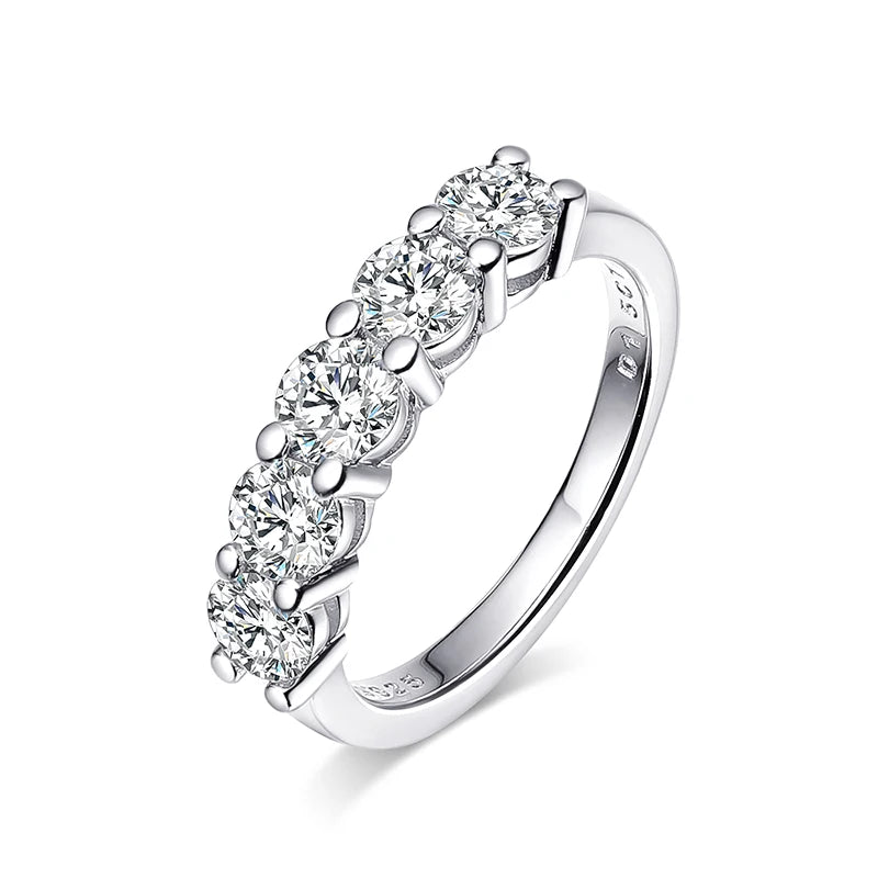 Smyoue White Gold D Color 4mm Moissanite Ring for Women 1.5CTTW Stone Match Diamond Wedding Band Bride S925 Sterling Silver