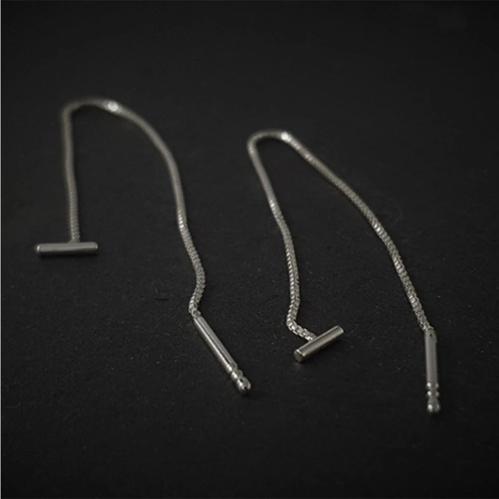 Fashion Minimalist Long Earring Silver Color Simple Tassel Chain Statement Earrings Women Korea Joker Ear Line Jewelry Gift