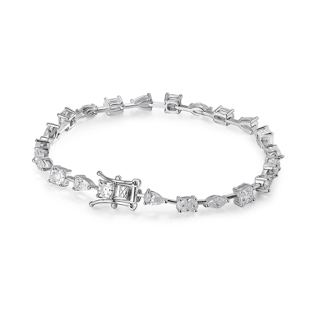 KNOBSPIN 6.3 - 8.1ct Moissanite Tennis Bracelets for Women Men D VVS1 Lab Grow Diamond s925 Sterling Silver Plated 18k Bracelet