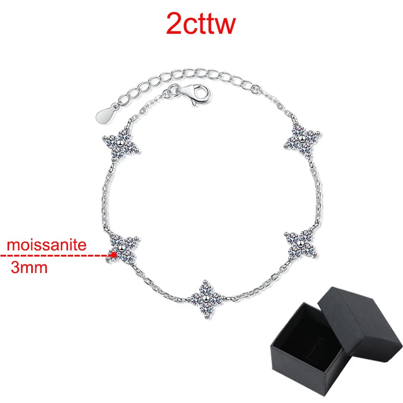 Smyoue 3mm 2cttw GRA Certified Moissanite Bracelets for Women Sparkling Luxury Chain Sterling Silver 925 Jewelry Birthday Gift