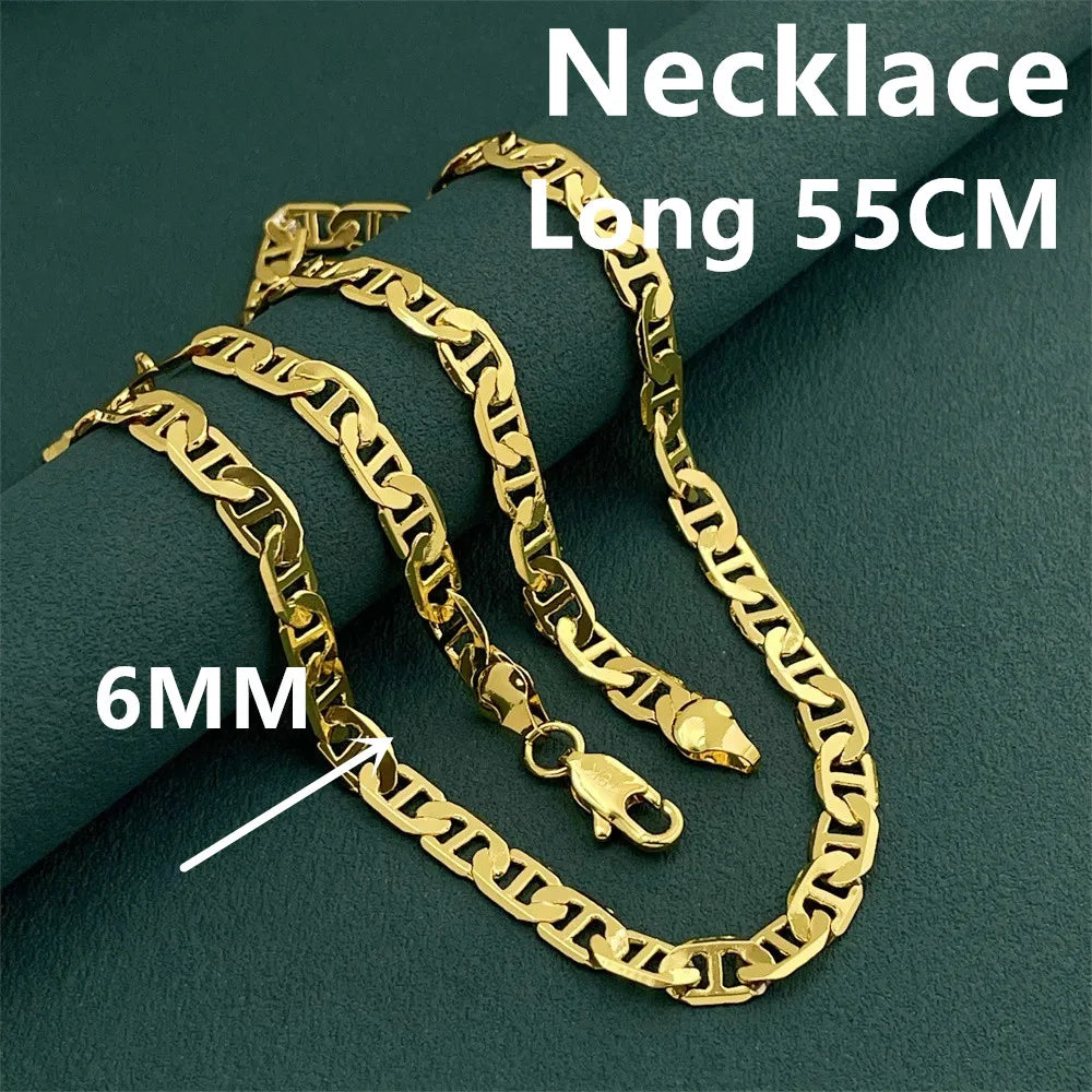 Andara Luxury 925 Sterling Silver Gold Plated 6mm Figaro Necklace, Unisex Engagement Accessories Jewelry 40-60cm
