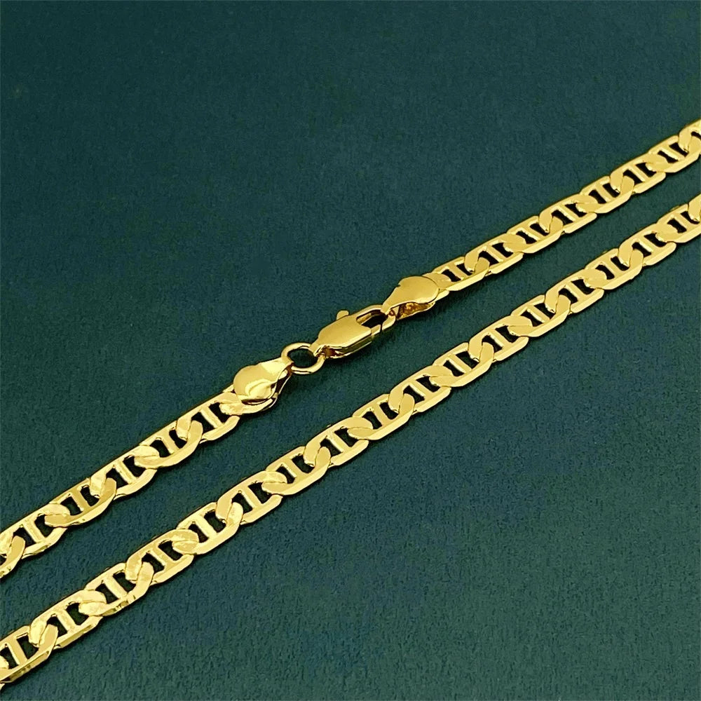 Andara Luxury 925 Sterling Silver Gold Plated 6mm Figaro Necklace, Unisex Engagement Accessories Jewelry 40-60cm