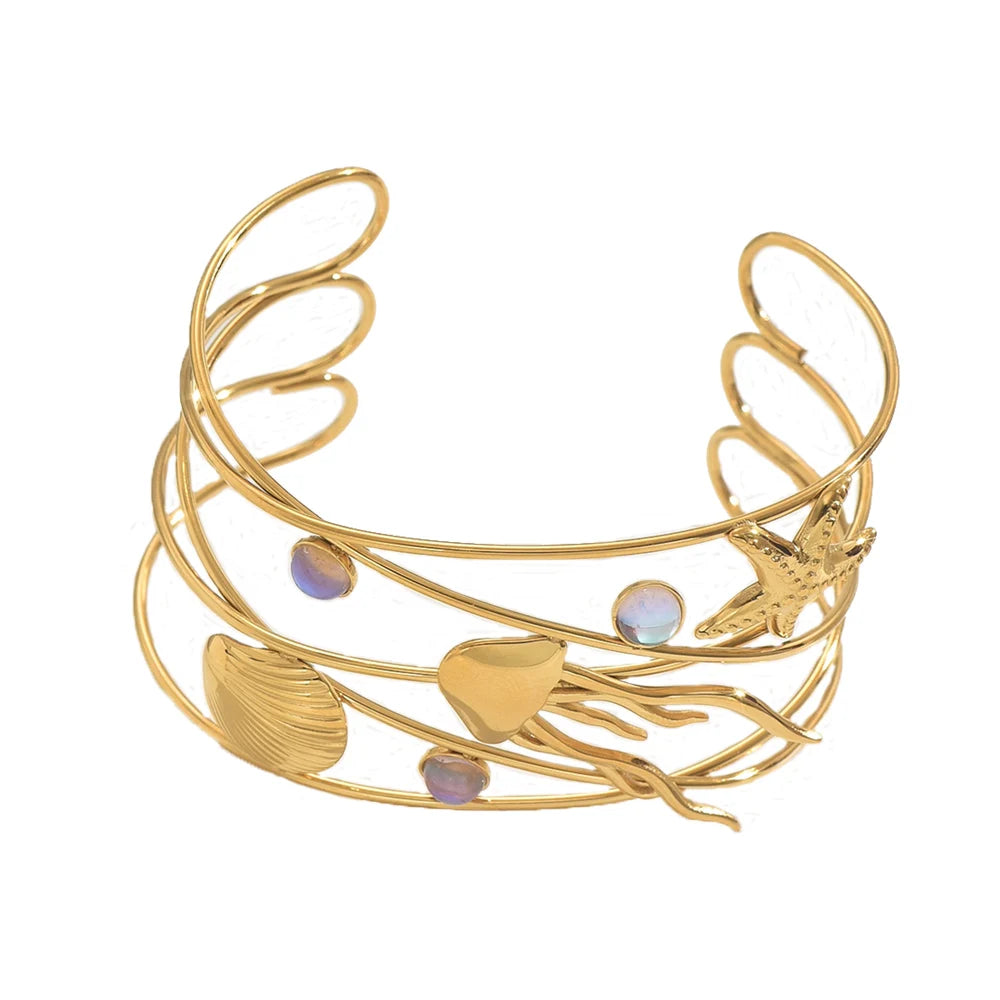 XJH044H A Fashionable Bracelet For Women, Decorated With Starfish, Seashells, Jellyfish And Ocean Style, Suitable For Daily Wear